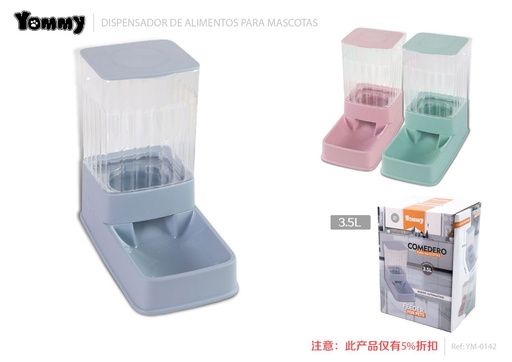 [YM0142] Dispensador de comida para mascotas transparente 3.5 L - Alimentación y cuidados para mascotas
