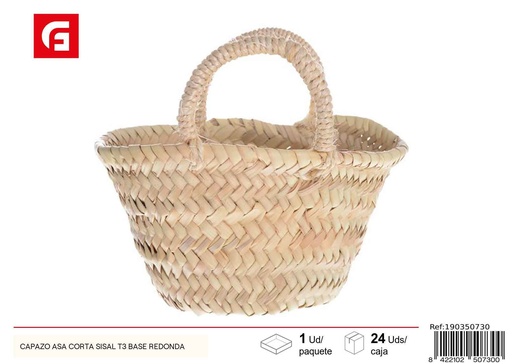 [190350730] Capazo de sisal base redonda T3 - Cesta decorativa de verano