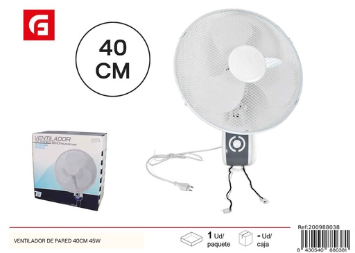 [200988038] Ventilador de pared 40 cm 45W - Electrodomésticos para el verano