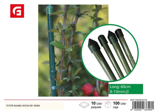 [190363316] Tutor de bambú 60 cm diámetro 8-10 mm - Apoyo para plantas y jardín
