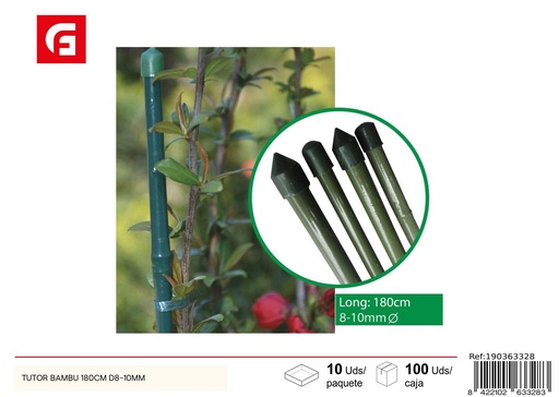 [190363328] Tutor de bambú 180 cm diámetro 8-10 mm - Apoyo para plantas y jardín