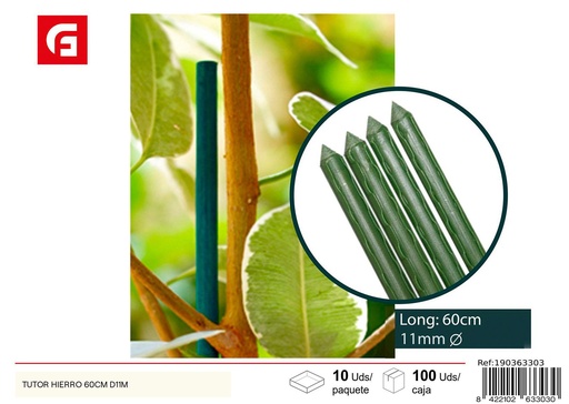 [190363303] Tutor de hierro 60 cm diámetro 11 mm - Apoyo para plantas y jardín