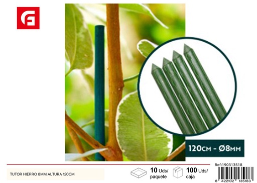 [190313518] Tutor de hierro 120 cm diámetro 8 mm - Plantas y soporte de jardinería