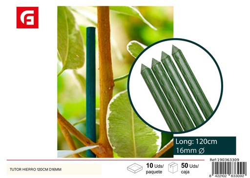 [190363309] Tutor de hierro 120 cm diámetro 16 mm - Apoyo para plantas y jardín