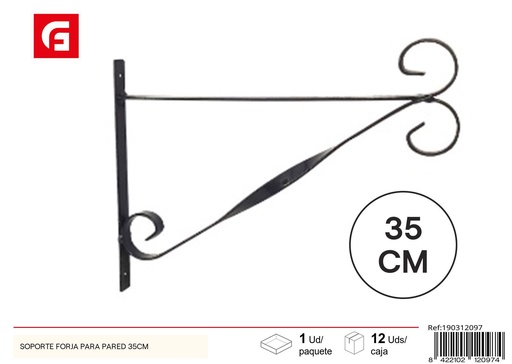 [190312097] Soporte de forja para pared 35 cm - Accesorios de jardinería y soporte decorativo