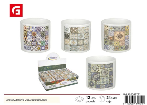 [190369791] Maceta diseño mosaicos oscuros - Estilo único para el hogar