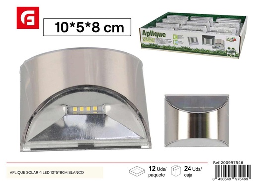 [200997546] Aplique solar de 4 LED 10*5*8cm blanco - Iluminación exterior