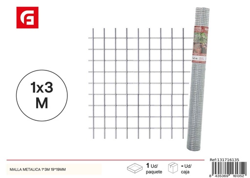[131716135] Malla metálica 1x3m 19x19 mm - Accesorios de jardín para protección