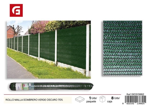 [190313882] Rollo de malla de sombreo verde oscuro 70% - Accesorios de jardín y mallas de sombra