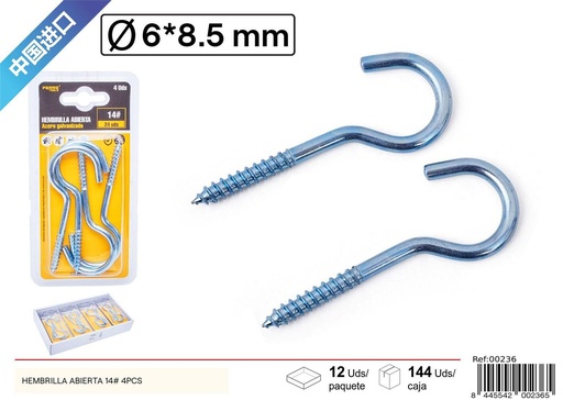 [00236] Hembrillas abiertas 14# 4pcs - Herramientas de ferretería y accesorios