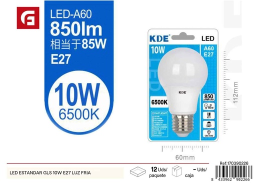 [170390226] Bombilla LED estándar GLS 10W E27 luz fría - Iluminación y bombillas