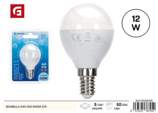 [171038795] Bombilla G45 12W 6500K E14 - Iluminación y bombillas