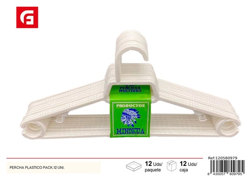 [120580979] Perchas de plástico en paquete de 12 unidades - Utensilios de organización textil