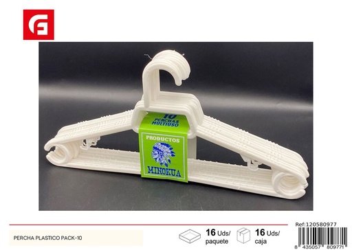 [120580977] Perchas de plástico - Pack de 10, Artículos para el hogar y organización