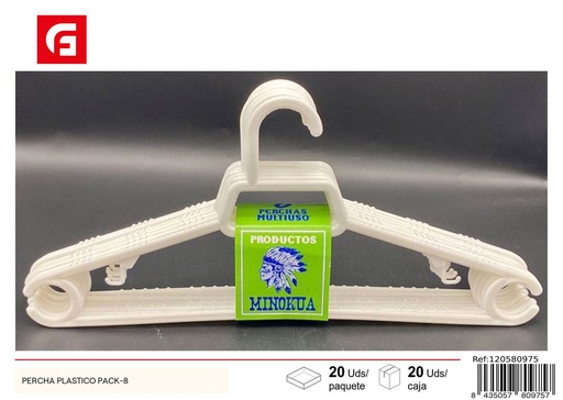 [120580975] Pack de 8 perchas de plástico - Soluciones de almacenaje en casa