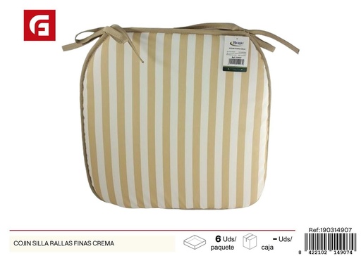 [190314907] Cojín para silla con rayas finas color crema - Accesorios de hogar