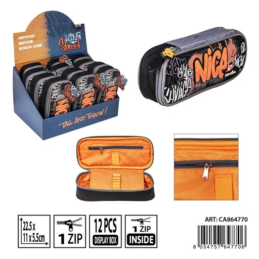 [0238749] Estuche ovalado escolar 22.5x11x5.5 cm - Accesorios de mochilas y organización