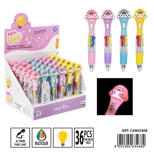 [0237042] Bolígrafo multicolor 4 en 1 con luz 0.7 mm 13 cm - Herramientas de escritura creativas