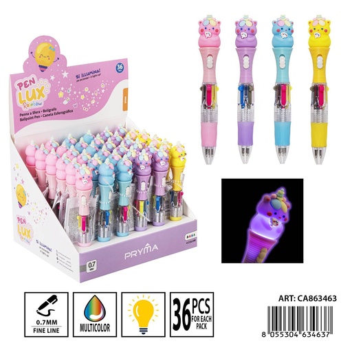 [0237038] Bolígrafo multicolor 4 en 1 con luz 0.7 mm 13 cm - Herramientas de escritura creativas