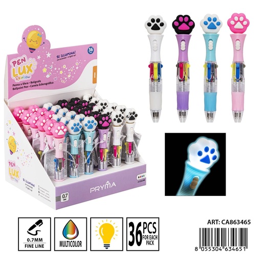 [0237040] Bolígrafo multicolor 4 en 1 con luz 0.7 mm 13 cm - Herramientas de escritura creativas