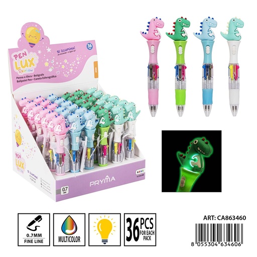 [0237035] Bolígrafo multicolor 4 en 1 con luz 0.7 mm 13 cm - Herramientas de escritura creativas
