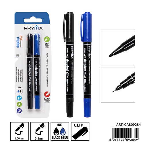 [0238442] Marcador de doble punta 0.5-1 mm (2 piezas) - Herramientas de escritura