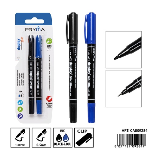[0238442] Marcador de doble punta 0.5-1mm 2pz - Artículos de escritura y marcadores permanentes