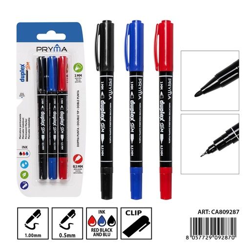 [0238444] Marcador de doble punta 0.5-1 mm (3 piezas) - Herramientas de escritura