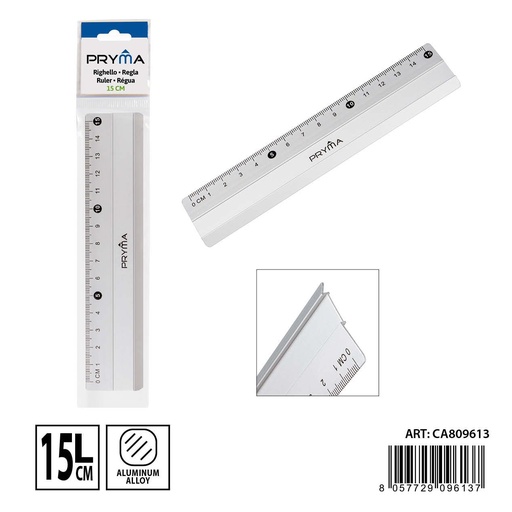 [0239733] Regla de aluminio 15 cm - Herramientas de escritura y papelería