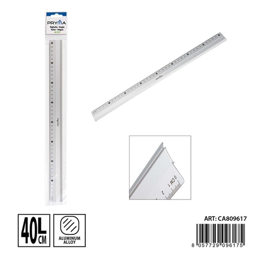 [0239736] Regla de aluminio 40 cm - Herramientas de escritura y papelería