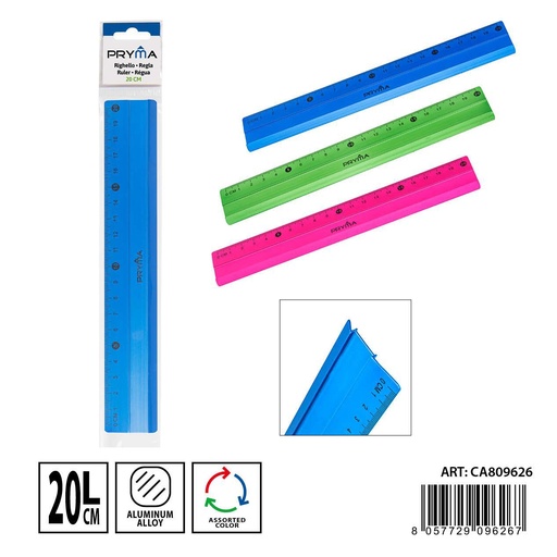[0239738] Regla de color de aluminio 20 cm - Herramientas de escritura y papelería