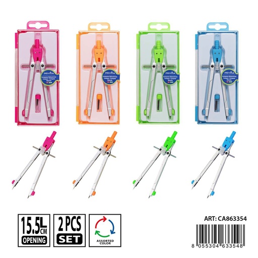 [0236911] Compás escolar 2 piezas 15.5 cm - Herramientas de dibujo y papelería