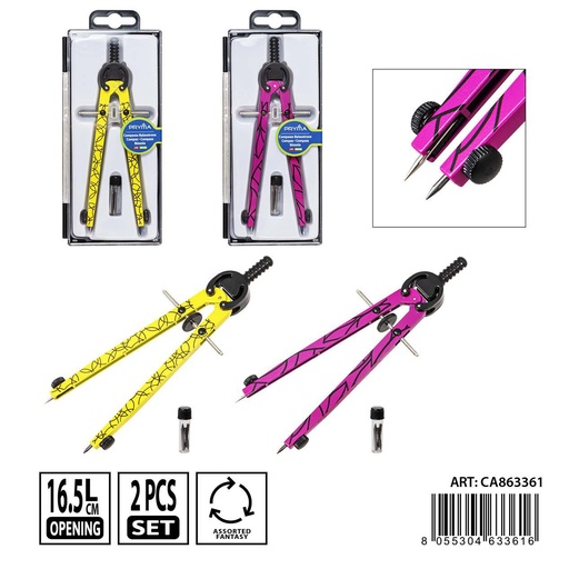 [0236990] Compás escolar 2 piezas 16.5 cm - Herramientas de dibujo y papelería