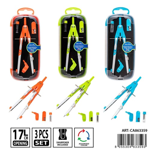 [0236914] Compás escolar 4 piezas 17 cm - Herramientas de dibujo y papelería