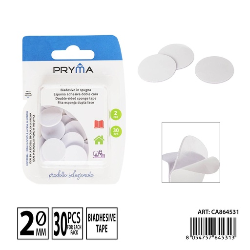 [0238198] Almohadilla adhesiva doble cara 2 cm 30 piezas - Papelería y etiquetado