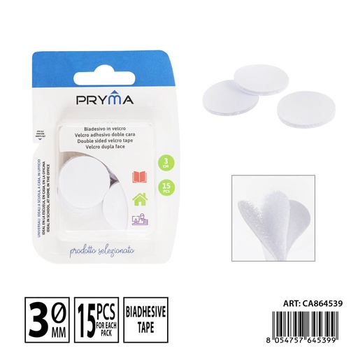 [0238206] Velcro adhesivo doble cara 3 cm 15 piezas - Papelería y etiquetado