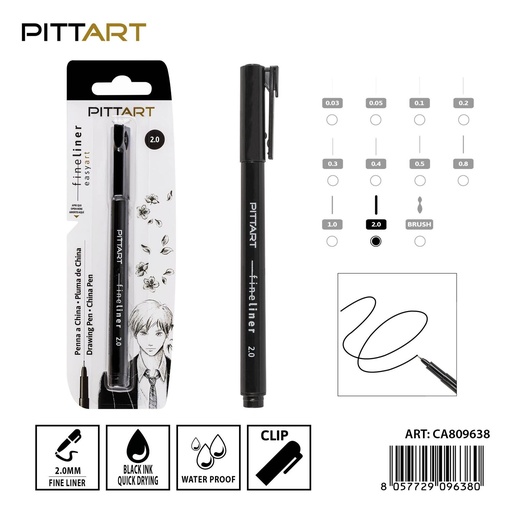 [0239678] Bolígrafo de punta fina 2 mm negro - Herramientas de escritura y arte