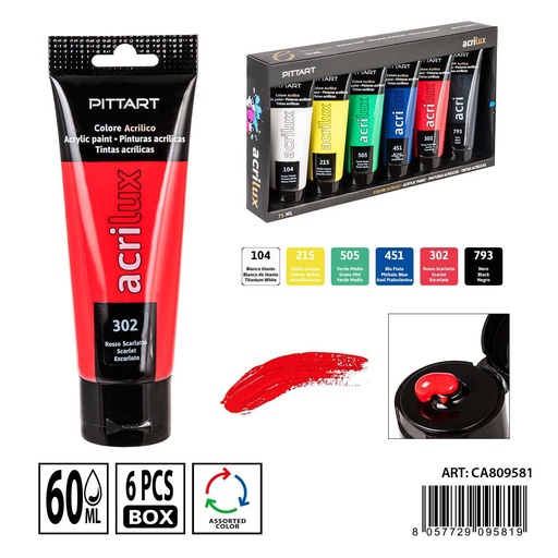 [0239719] Pintura acrílica 6 colores 60 ml - Pinturas y materiales de arte
