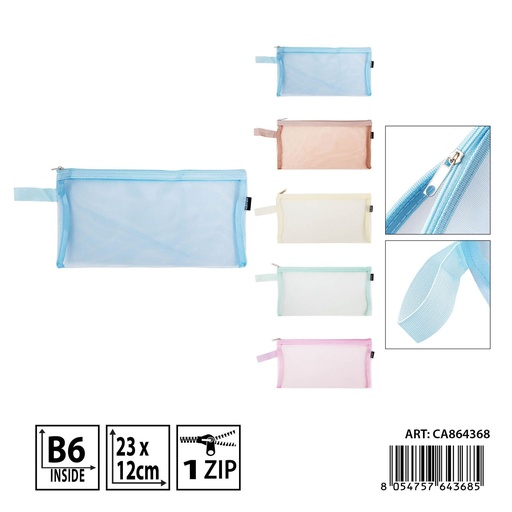 [0238114] Bolsa portadocumentos con cremallera B6 23 x 12 cm - Carpeta y oficina