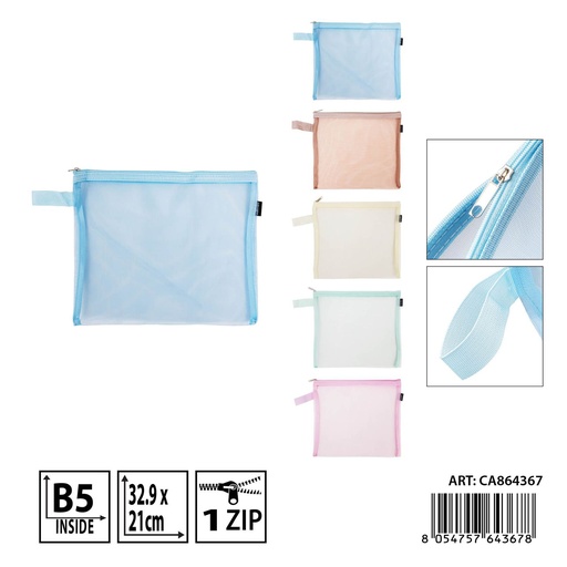 [0238113] Bolsa portadocumentos con cremallera B5 32.9 x 21 cm - Carpeta y oficina