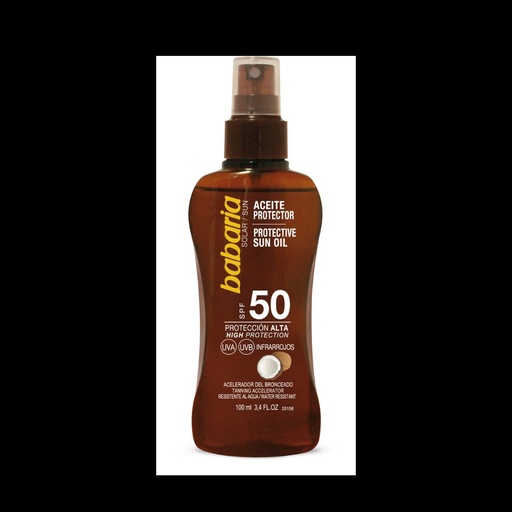 [8410412000352] Aceite solar coco F50 100ml BABARIA - Productos de protección solar