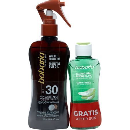 [8410412607384]  Spray Aceite Solar F30 200ml + Bálsamo Babaria - Protección solar y cuidado de la piel