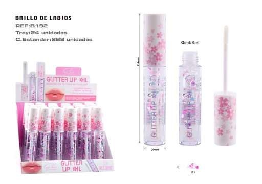 [B192-01]  Brillo Labial Flor Cerezo 24u - Labios brillantes y cuidados