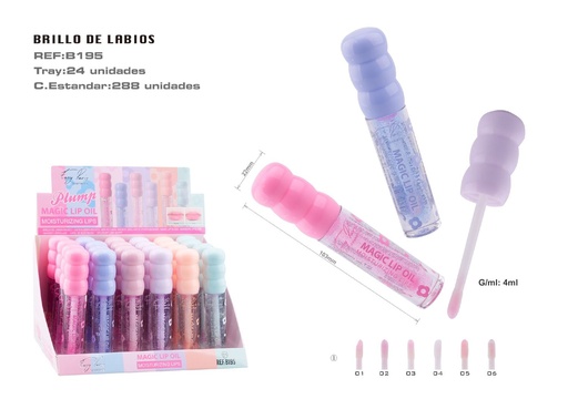 [B195-01]  Brillo Labial Macaron 24u - Labios brillantes y cuidados