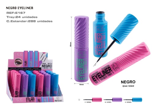 [E167-01]  Eyeliner Líquido Negro 24u - Maquillaje y delineadores de ojos