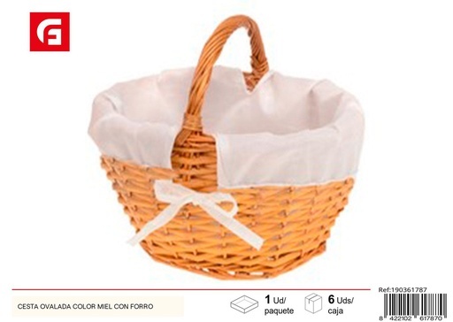 [190361787] Cesta ovalada color miel con forro - Accesorios de almacenamiento