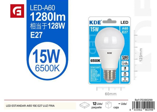 [170390299] Bombilla LED estándar A60 15E E27 luz fría  - Iluminación LED y bombillas de uso diario