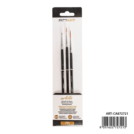[0239918] Set de pinceles de artista 3 piezas N.1-2-3 - Utensilios de pintura