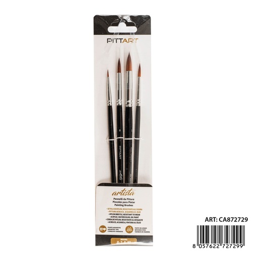 [0239926] Set de pinceles artista 4 pzas (N.0-2-8-12) - Manualidades y artículos de arte