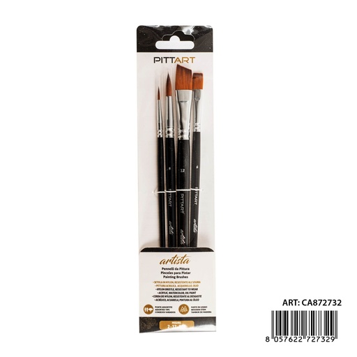 [0239929] Set de pinceles artista 4 pzas (N.2-12-8-6) - Manualidades y artículos de arte